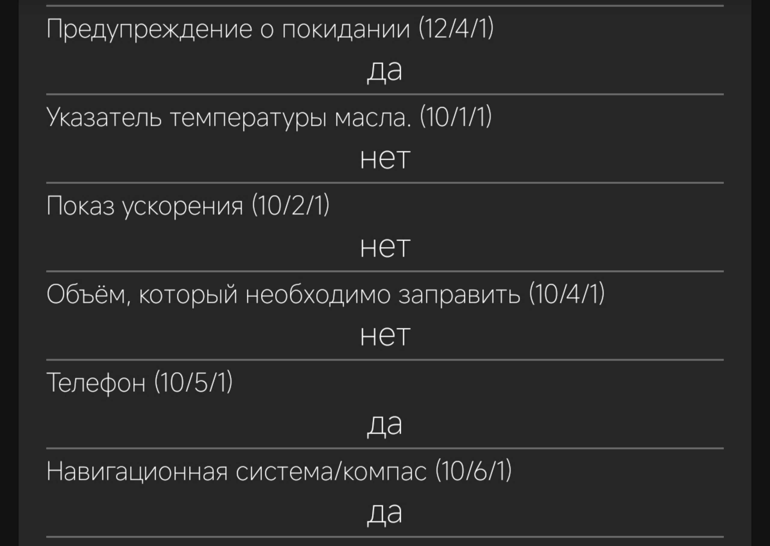 Параметр отключён с завода