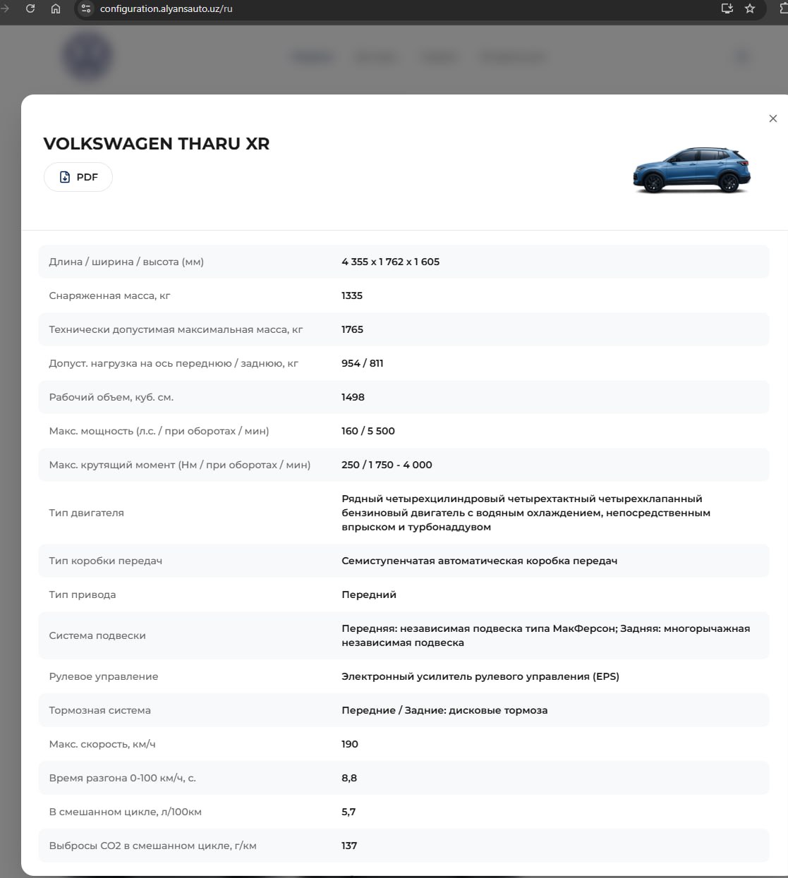 Характеристики Tharu XR