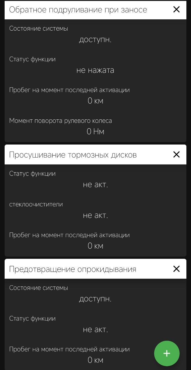 Меню систем стабилизации